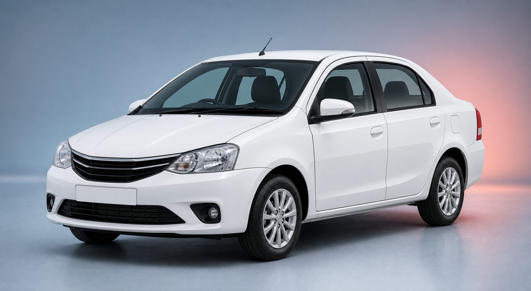 White Toyota Etios taxi